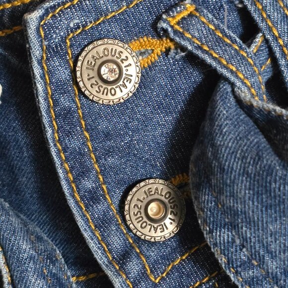 Jealous 21 Womens Belted High Rise Wide Leg Retro Crop Denim Blue Jeans Size 26 - Picture 8 of 11